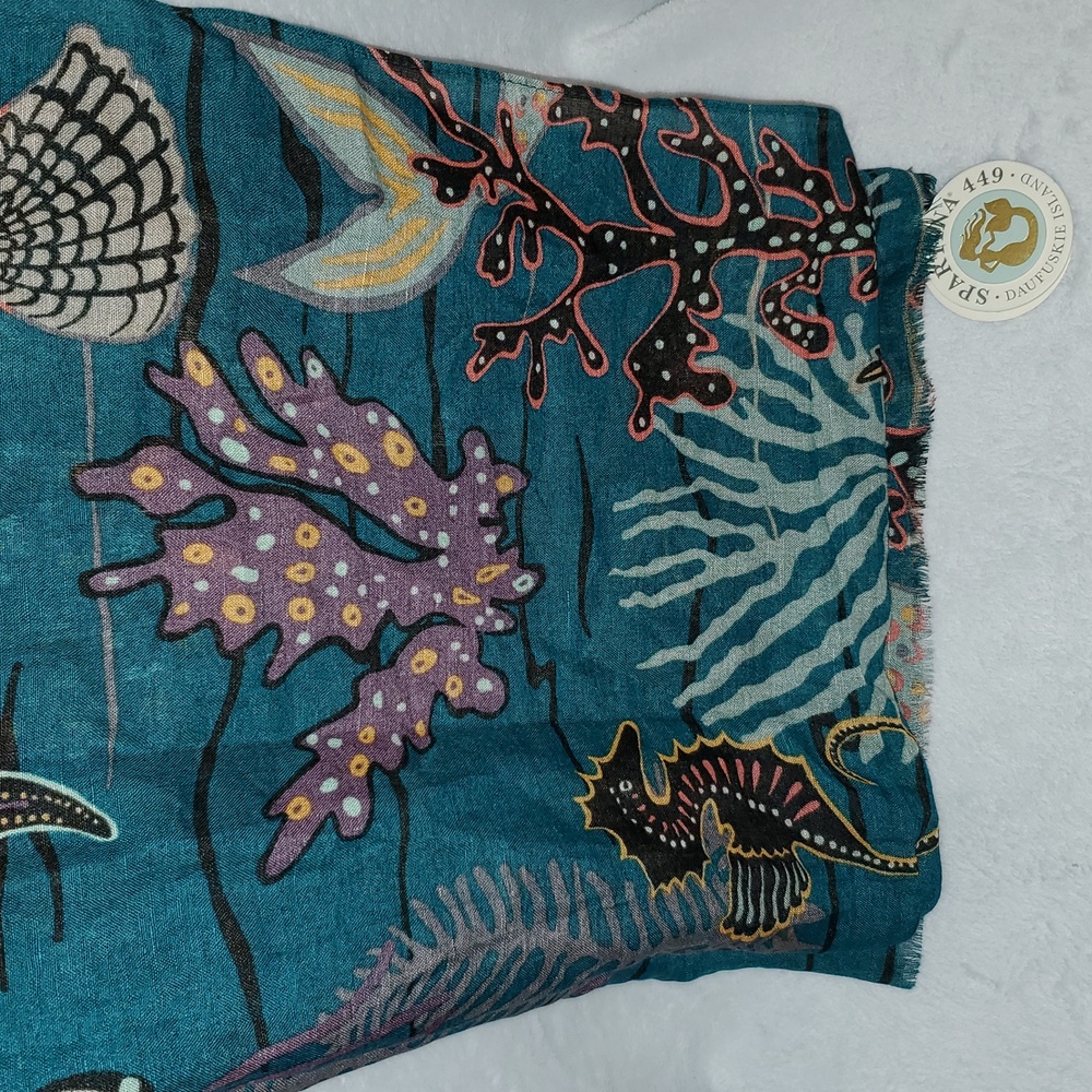 NWT Spartina Mystic Mermaid Scarf Linen Blend - Picture 3 of 6